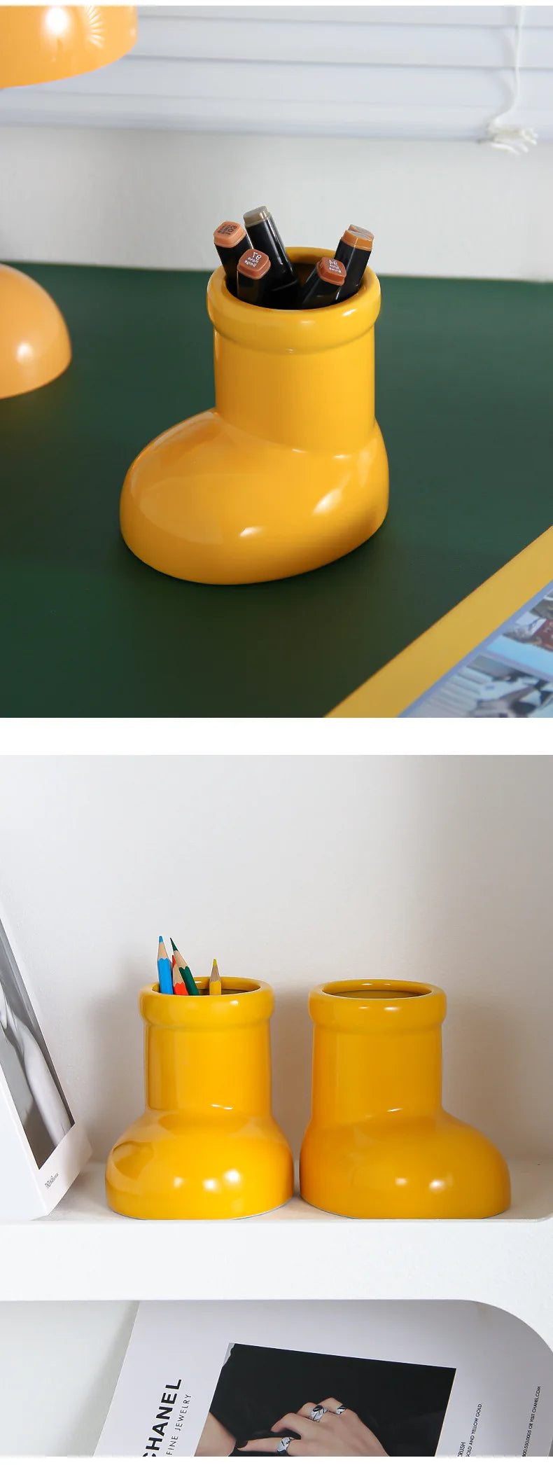 Ceramic Vase Boots Shoe Cute Cartoon Pen Holder Tabletop Storage Ikebana Flower Vase Boots Pot Home Decoration Accessories