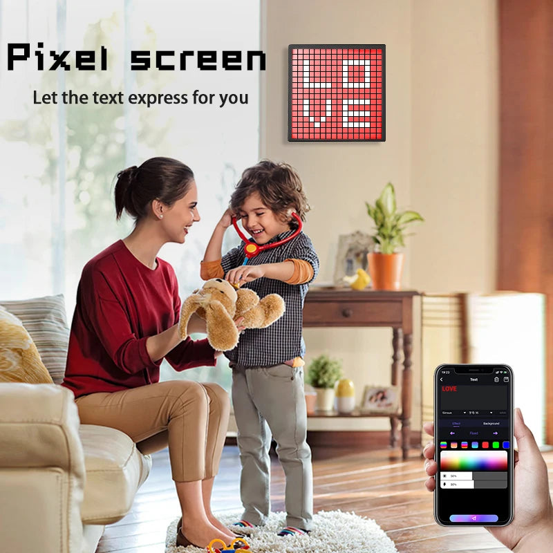 LED Pixel Display APP Control Programmable Night Light DIY Text Pattern Animation For Home Decoration, Bedroom, Game Room, Bar