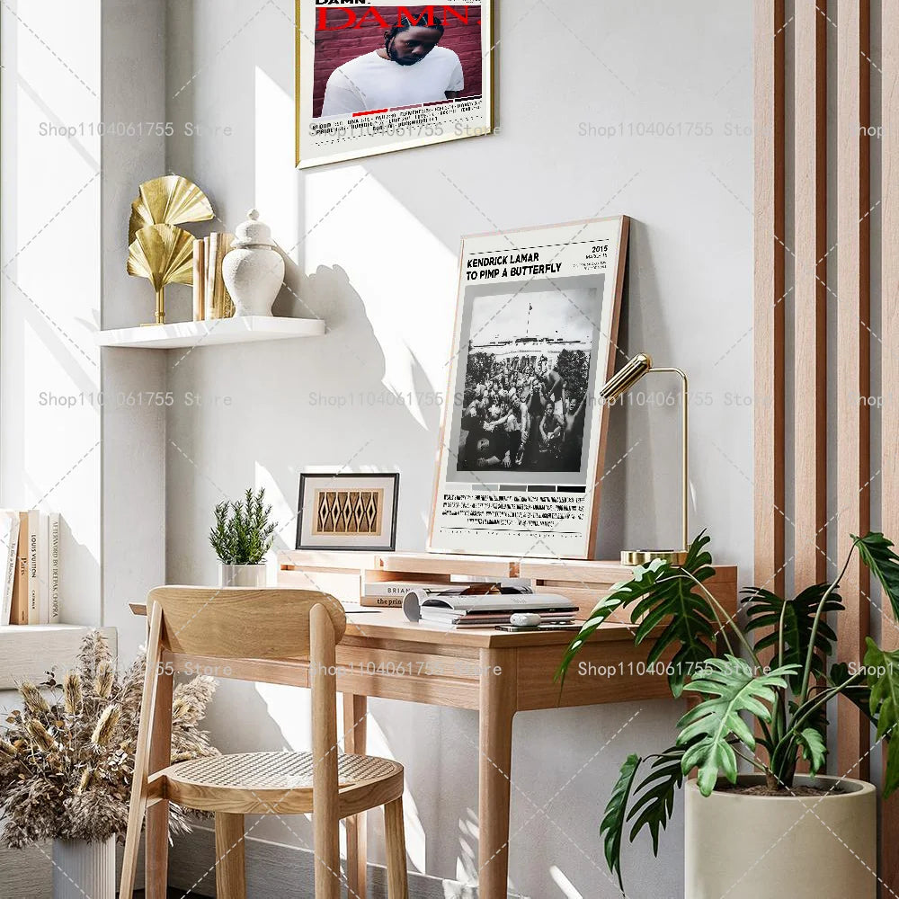 1PC Rapper Hip Hop Kendrick Lamar Damn Album Poster Self-adhesive Art Waterproof Paper Sticker Coffee House Bar Room Wall Decor