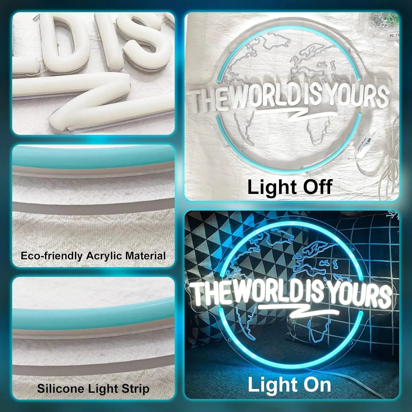 The World Is Yours Neon Sign Carved Planet LED Neon Light Sign for Office Wedding Man Cave Game Room Wall Decor Birthday Gift