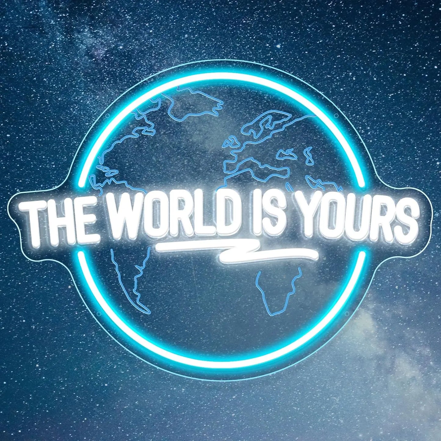 The World Is Yours Neon Sign Carved Planet LED Neon Light Sign for Office Wedding Man Cave Game Room Wall Decor Birthday Gift