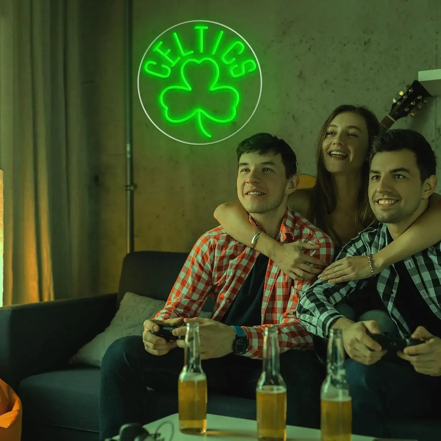 Basketball Neon Sign, Green Neon Lights Sign for Wall Decor Men Cave Gift Room Bedroom Gaming Room Bar Club