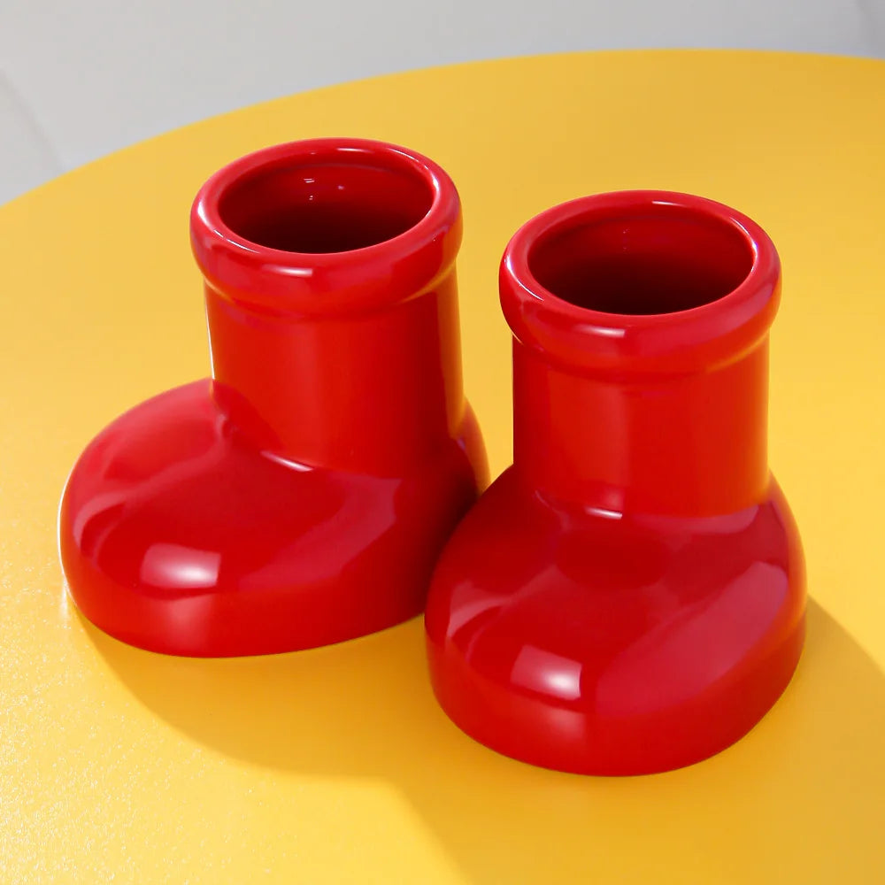 Ceramic Vase Boots Shoe Cute Cartoon Pen Holder Tabletop Storage Ikebana Flower Vase Boots Pot Home Decoration Accessories