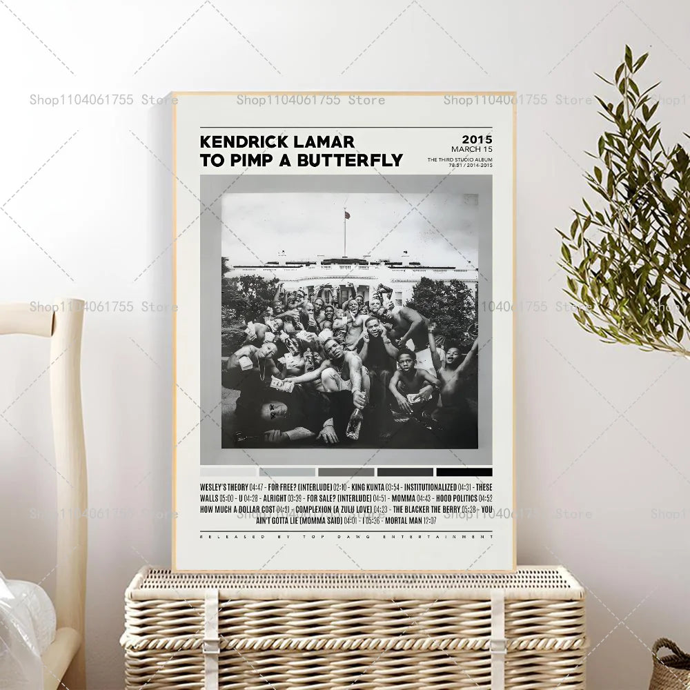 1PC Rapper Hip Hop Kendrick Lamar Damn Album Poster Self-adhesive Art Waterproof Paper Sticker Coffee House Bar Room Wall Decor