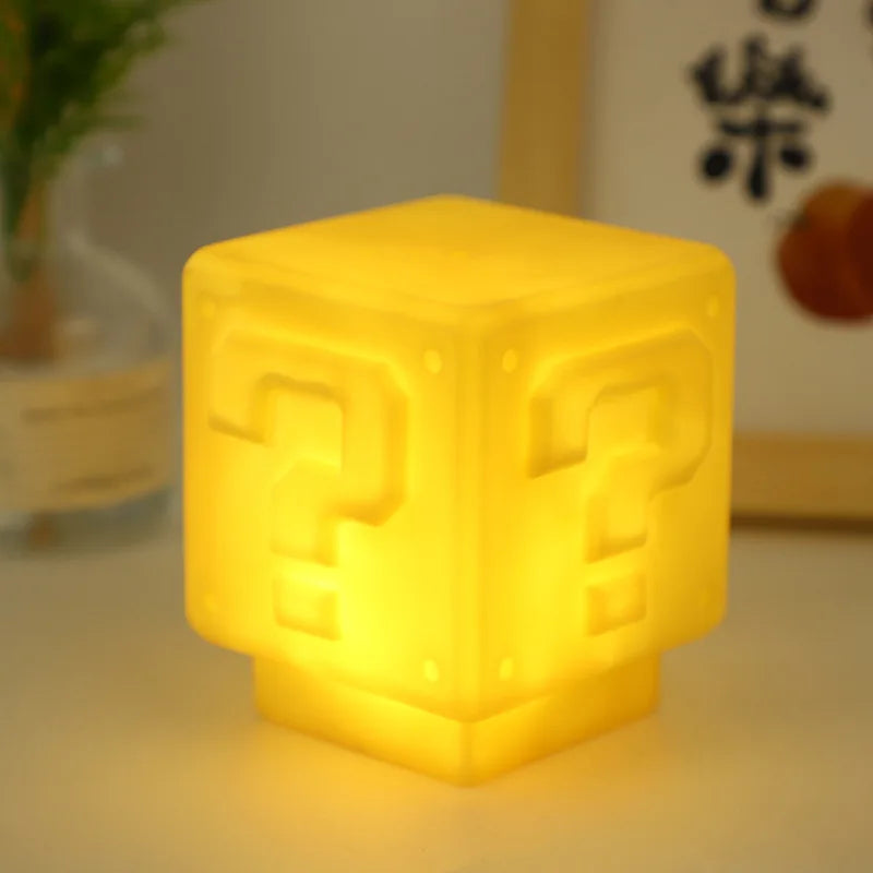 Mario Night Light Super Mario Question Mark Luminous Small Night Light Square Brick Room Decoration Desktop Atmosphere Light boy