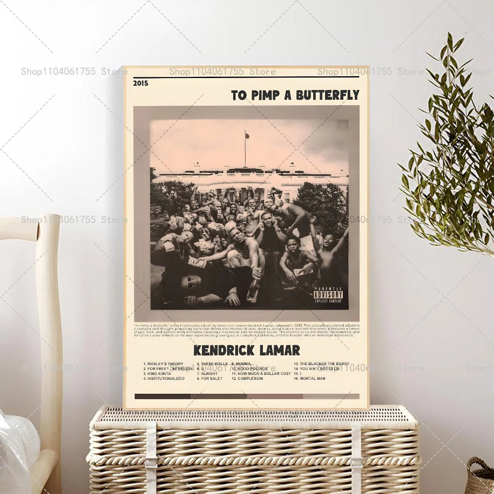 1PC Rapper Hip Hop Kendrick Lamar Damn Album Poster Self-adhesive Art Waterproof Paper Sticker Coffee House Bar Room Wall Decor