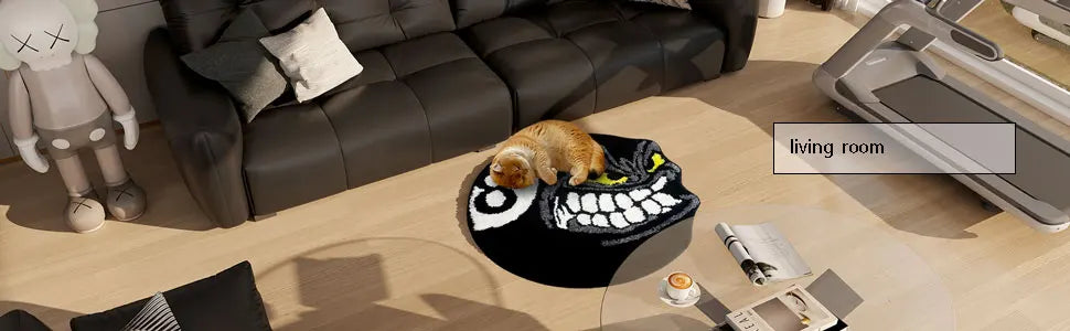 8 Ball Rug, 32" Cool Rugs 8 Ball Rug, Black Round Rug for Bedroom, Flocking Soft Aesthetic Rug for Living Room Decor, Y2k Rug