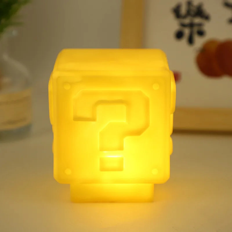 Mario Night Light Super Mario Question Mark Luminous Small Night Light Square Brick Room Decoration Desktop Atmosphere Light boy