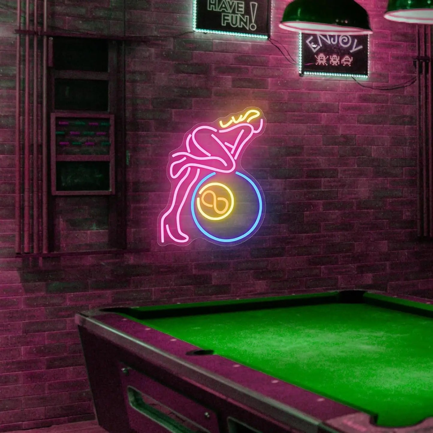 8 Man Neon Signs LED Neon Light Sign Light Up Neon Signs for Wall Decor, Business Sign Bar Pub Restaurant, Billiard Signs