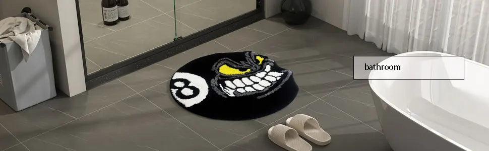 8 Ball Rug, 32" Cool Rugs 8 Ball Rug, Black Round Rug for Bedroom, Flocking Soft Aesthetic Rug for Living Room Decor, Y2k Rug