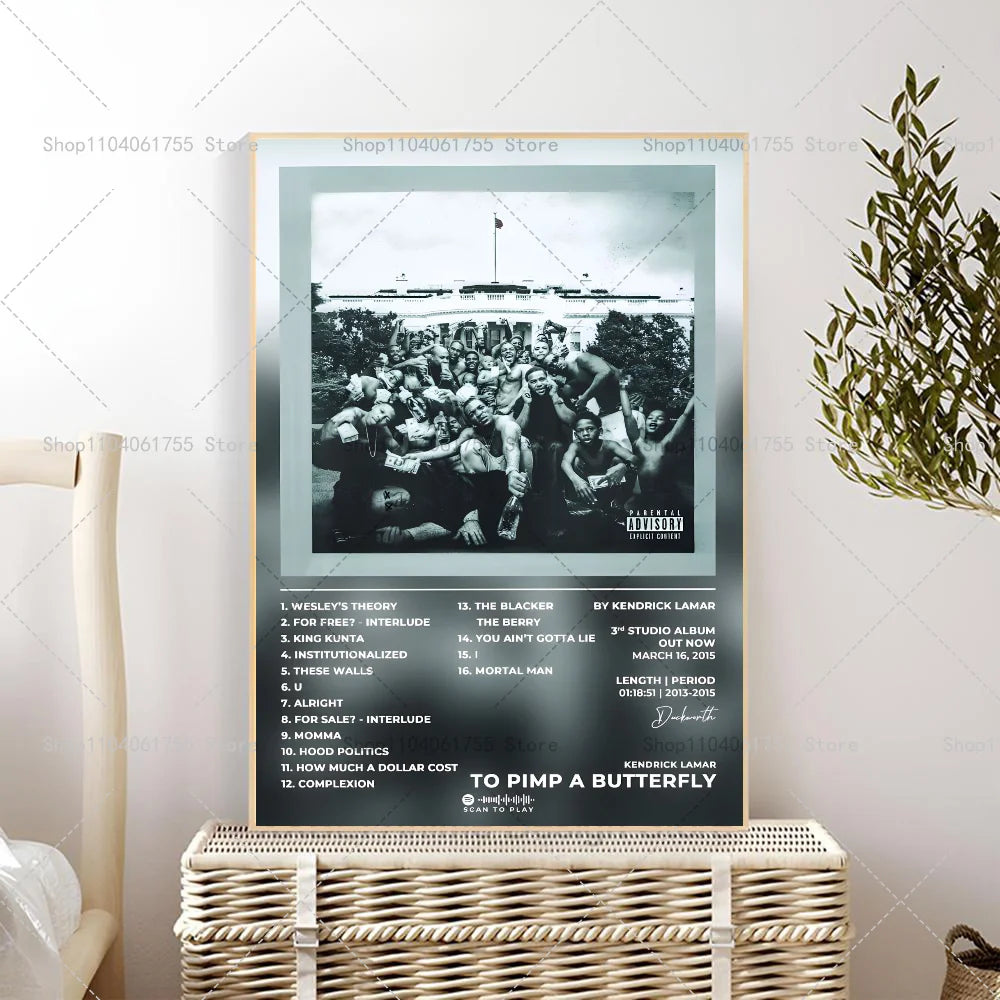 1PC Rapper Hip Hop Kendrick Lamar Damn Album Poster Self-adhesive Art Waterproof Paper Sticker Coffee House Bar Room Wall Decor