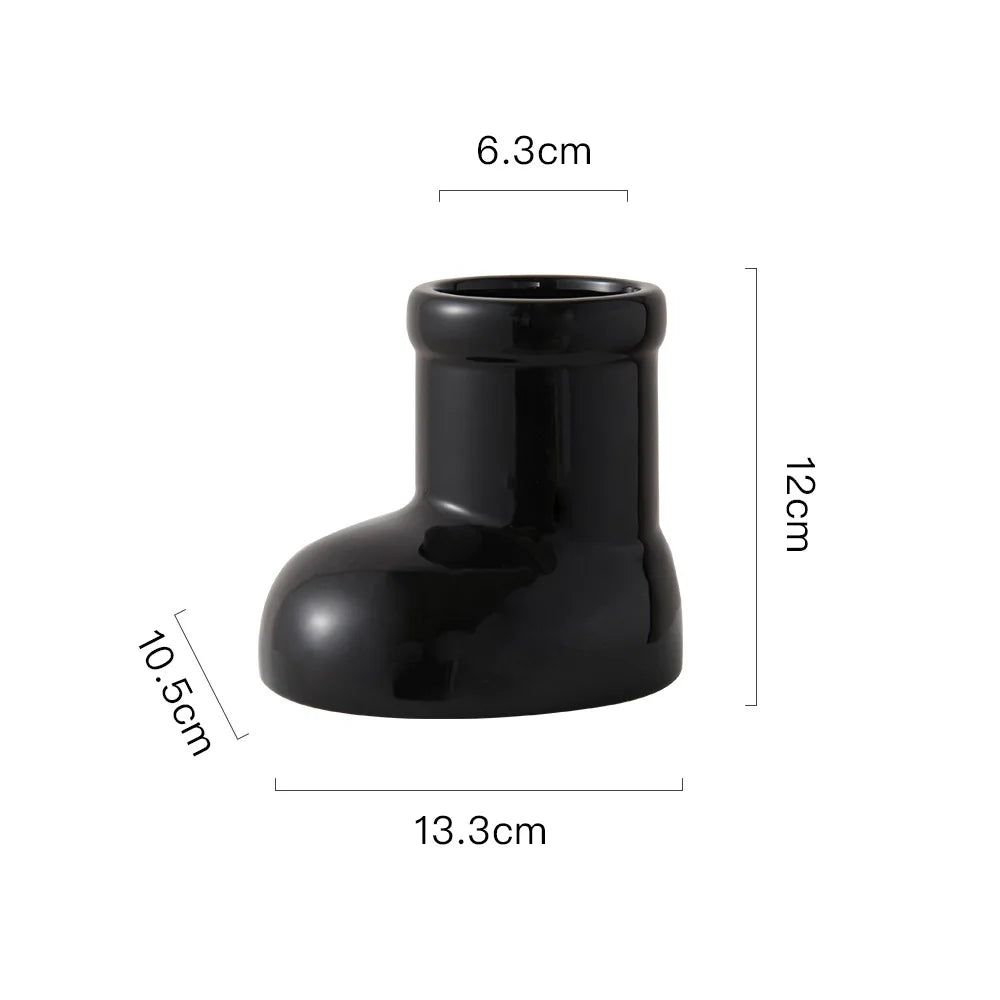 Ceramic Vase Boots Shoe Cute Cartoon Pen Holder Tabletop Storage Ikebana Flower Vase Boots Pot Home Decoration Accessories
