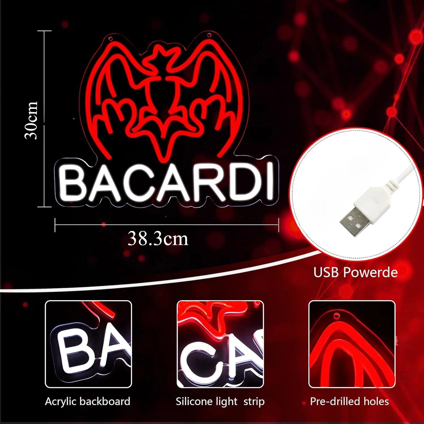Bacardi Rum Neon Light Sign Dimmable Aesthetics Neon Sign For Wall Decor Room Party Shop Club Bar Man Cave Decor Birthday Gift