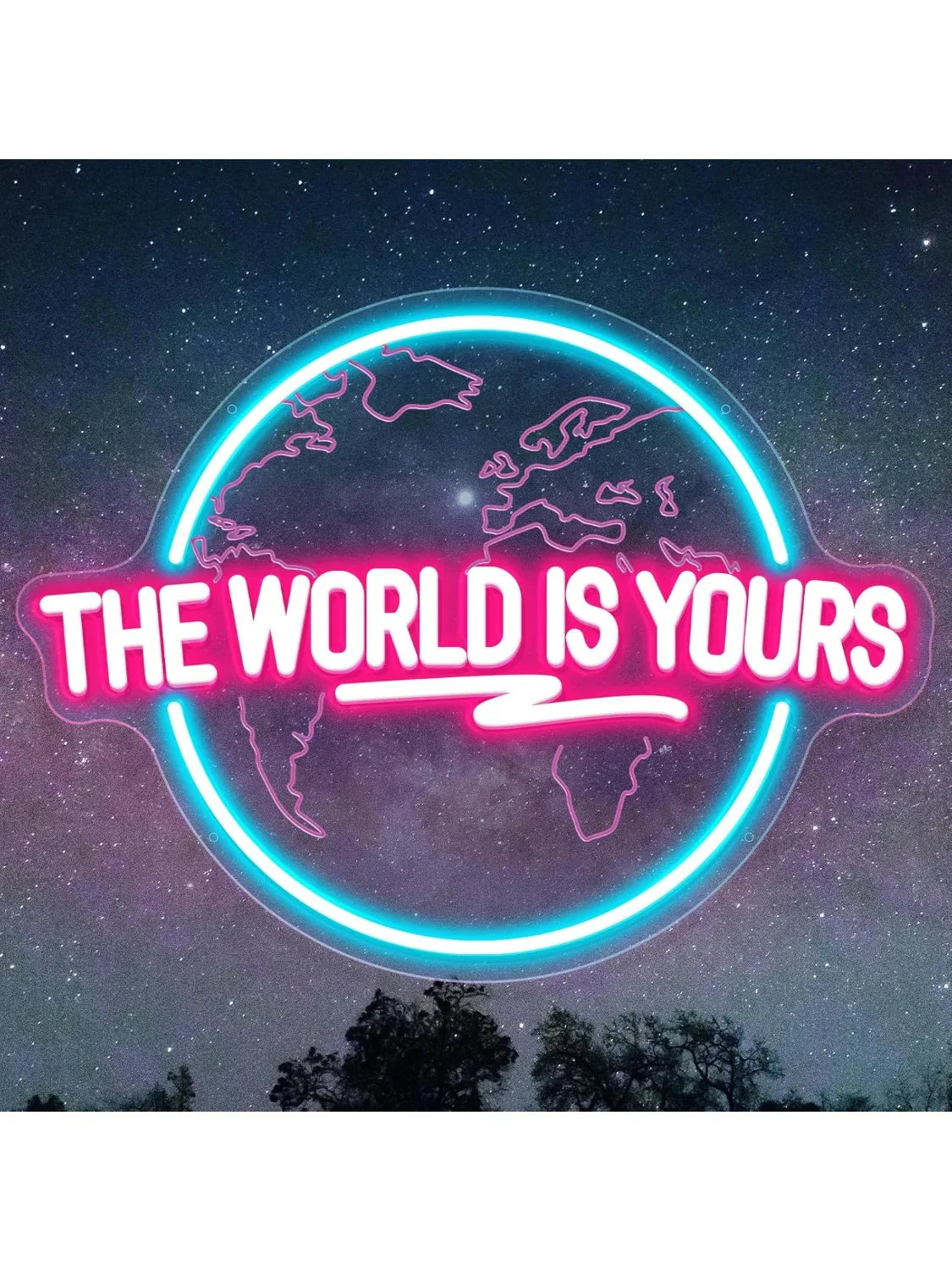 The World Is Yours Neon Sign Carved Planet LED Neon Light Sign for Office Wedding Man Cave Game Room Wall Decor Birthday Gift