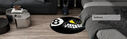 8 Ball Rug, 32" Cool Rugs 8 Ball Rug, Black Round Rug for Bedroom, Flocking Soft Aesthetic Rug for Living Room Decor, Y2k Rug