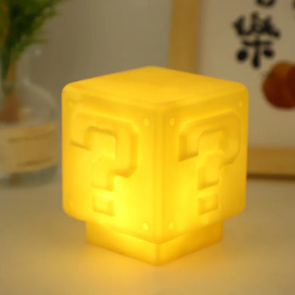 Mario Night Light Super Mario Question Mark Luminous Small Night Light Square Brick Room Decoration Desktop Atmosphere Light boy