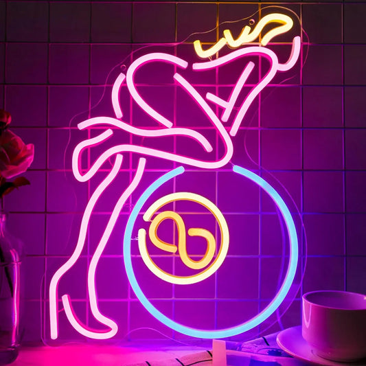 8 Man Neon Signs LED Neon Light Sign Light Up Neon Signs for Wall Decor, Business Sign Bar Pub Restaurant, Billiard Signs