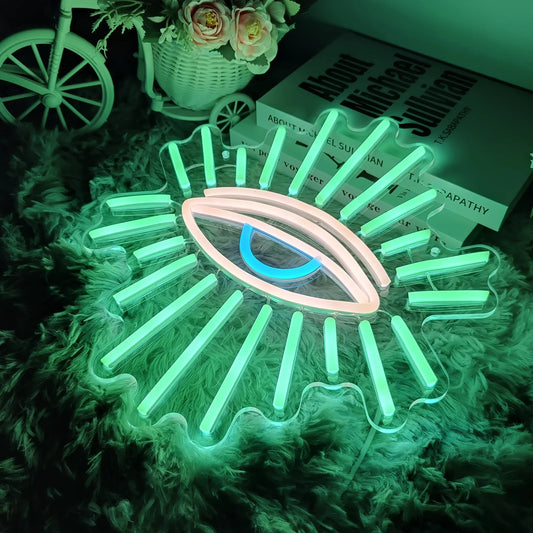 Evil Eyes Neon Sign LED Green Goth Eyes Neon Light Sign for Game Room Bedroom Man Cave Room Party Gift Home Decor Night Light