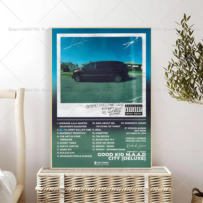 1PC Rapper Hip Hop Kendrick Lamar Damn Album Poster Self-adhesive Art Waterproof Paper Sticker Coffee House Bar Room Wall Decor