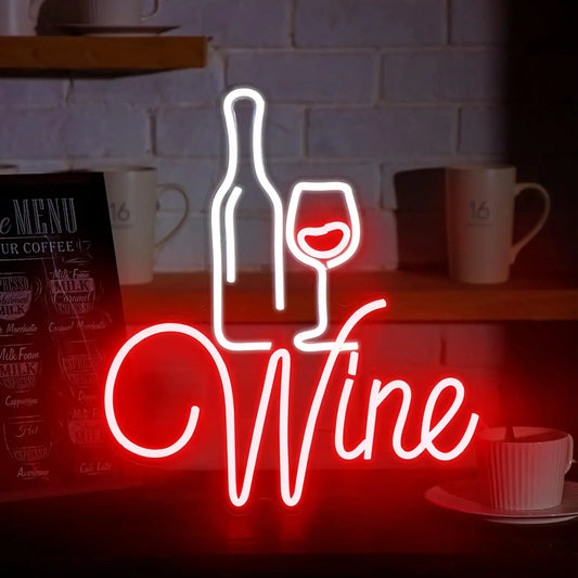 Red Wine Neon Signs LED Neon Light Signs Wine Lovers Gifts Party Decoration Home Bar Man Cave Bedroom Living Room Decor