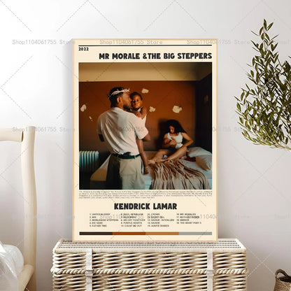 1PC Rapper Hip Hop Kendrick Lamar Damn Album Poster Self-adhesive Art Waterproof Paper Sticker Coffee House Bar Room Wall Decor