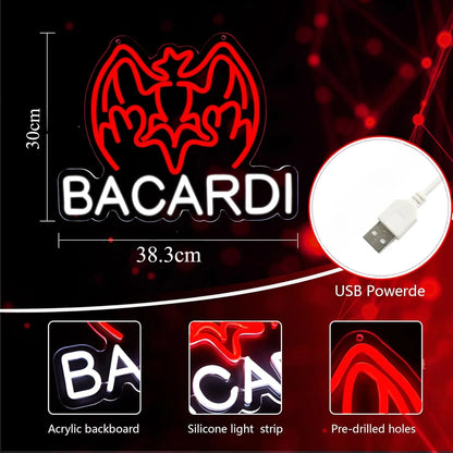 Bacardi Rum Neon Light Sign Dimmable Aesthetics Neon Sign For Wall Decor Room Party Shop Club Bar Man Cave Decor Birthday Gift