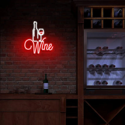 Red Wine Neon Signs LED Neon Light Signs Wine Lovers Gifts Party Decoration Home Bar Man Cave Bedroom Living Room Decor